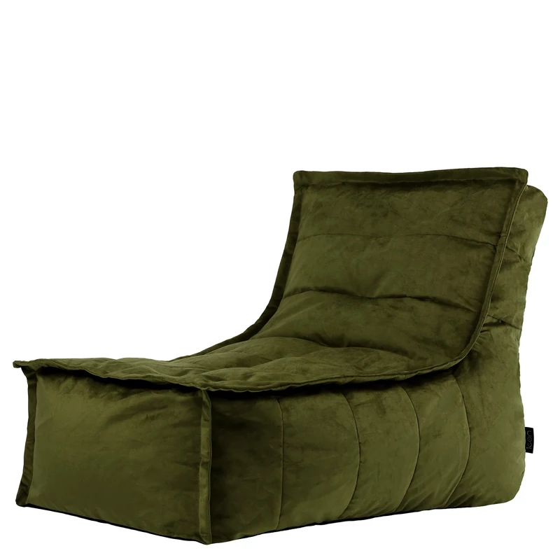 icon Dolce Velvet Lounge Bean Bag Chair, Olive Green, Large Adult Bean Bag with Filling Included, Accent Chair, Living Room, Living Room, Living Room Furniture, Bedroom Furniture