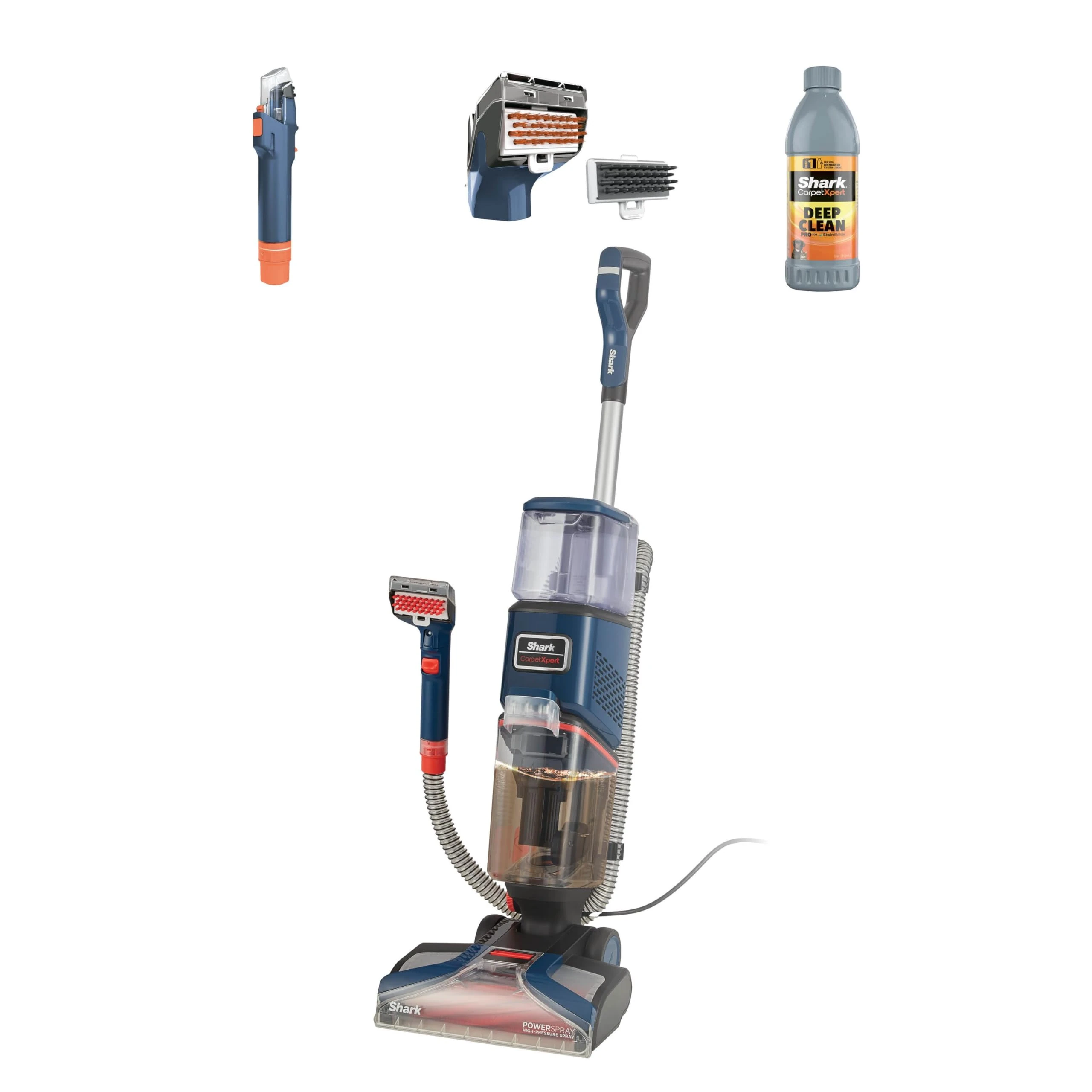 Shark CarpetXpert Deep Clean Carpet Cleaner with Built-In Stain & Spot Remover & 3 Tools, Remove Dirt & Grime, Fast Drying, Lightweight, 2.3L. 960W, EXCM Series Base Detergent, Blue, EX150UK