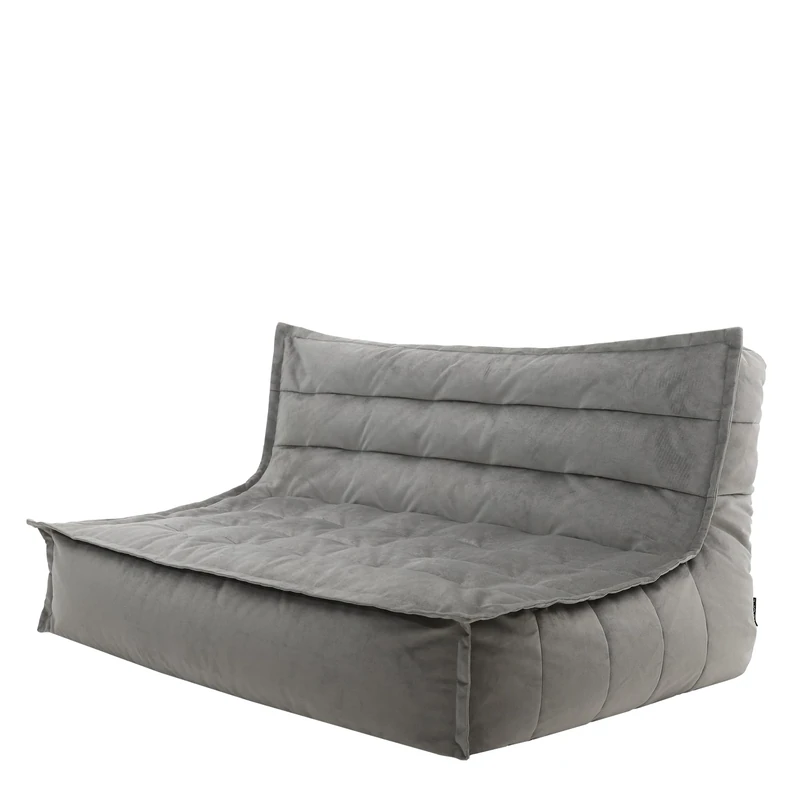icon Kota Velvet Bean Bag Sofa, Charcoal Grey, Floor 2 Seater Sofa, Large Adult Bean Bag with Filling Included, Living Room, Living Room Furniture