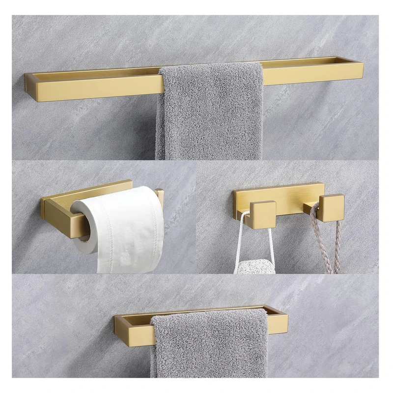 Towel Bar Set, Gold Hardware Accessories Set (Gold01)
