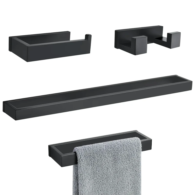 Towel Bar Set, Gold Hardware Accessories Set (Black01)