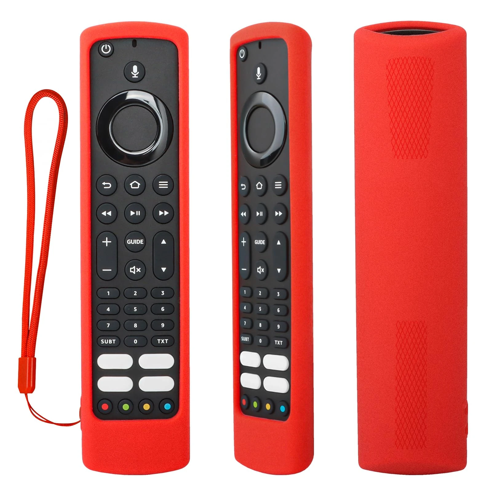 YiBiChin Protective Silicone Remote Case for JVC/Bush/Xiaomi/Toshiba Fire TV Voice Remote Control, Remote Cover Shockproof, Washable, Skin-Friendly, Anti-Lost with Loop (Red)