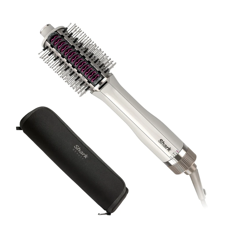 Shark SmoothStyle Heated Brush and Comb with Heat-Resistant Storage Bag, Wet & Dry Modes, Hot Air Brush with 3 Temperatures, Smooth, Soft & Voluminous Finish For All Hair Types, Silk HT212UK