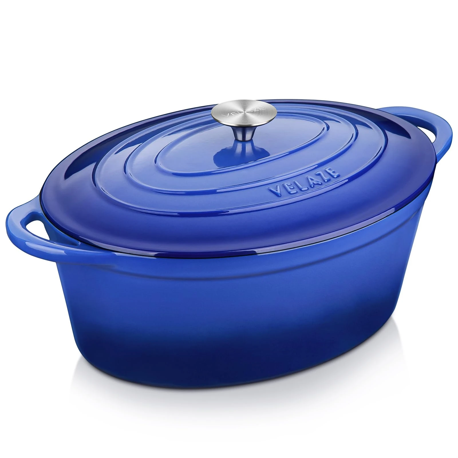 Velaze Cast Iron Enamel Cooking Pot,Non Stick Dutch Oven Pot,Casserole Dishes with Lids Oven Proof,Non-Stick Enameled Dutch Oven for All Cooktops 34cm/7.5L(Blue)