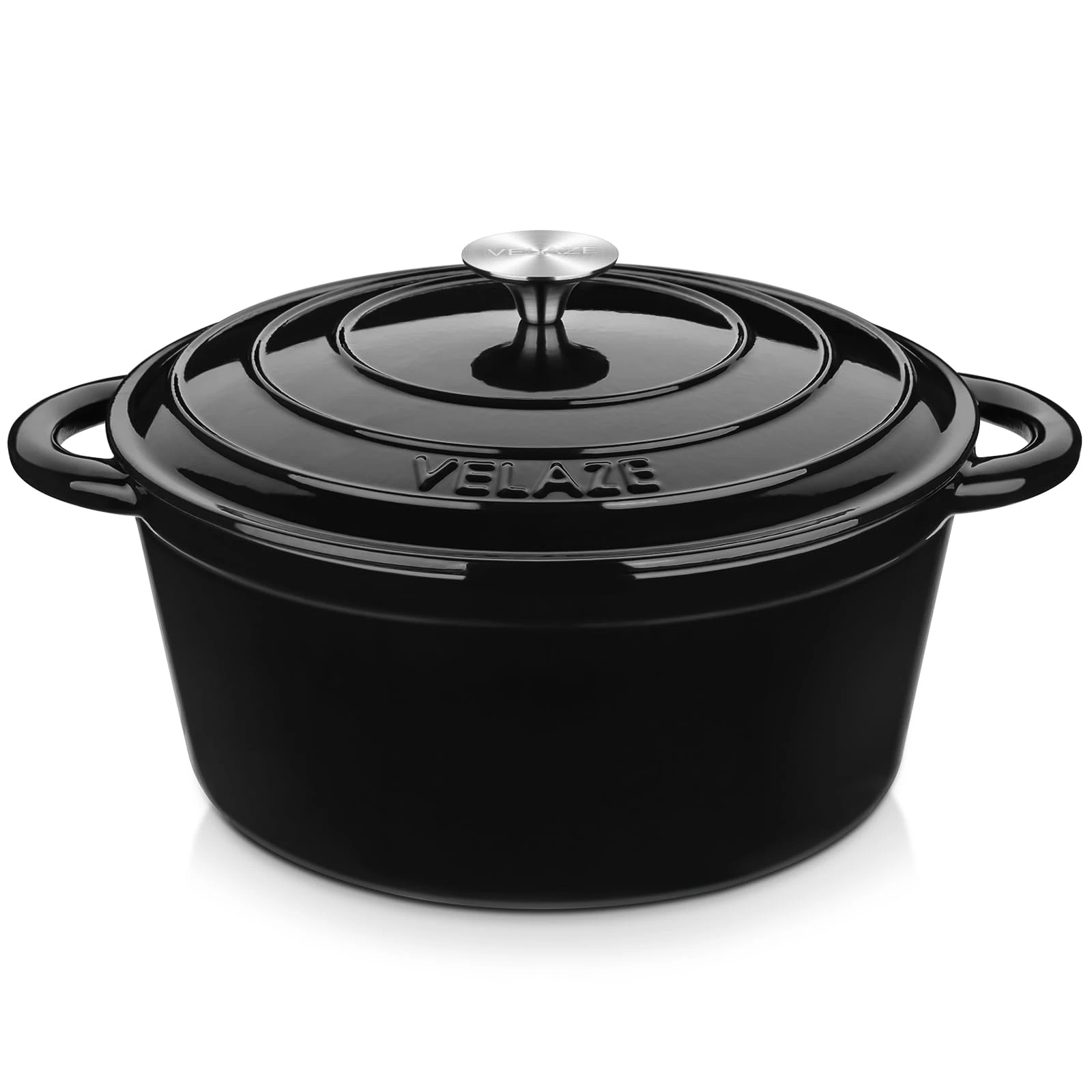 Velaze Cast Iron Dutch Oven,Casserole Dishes with Lids Oven Proof,Dutch Oven for Induction Hob, 28.7cm/7.5L(Black)