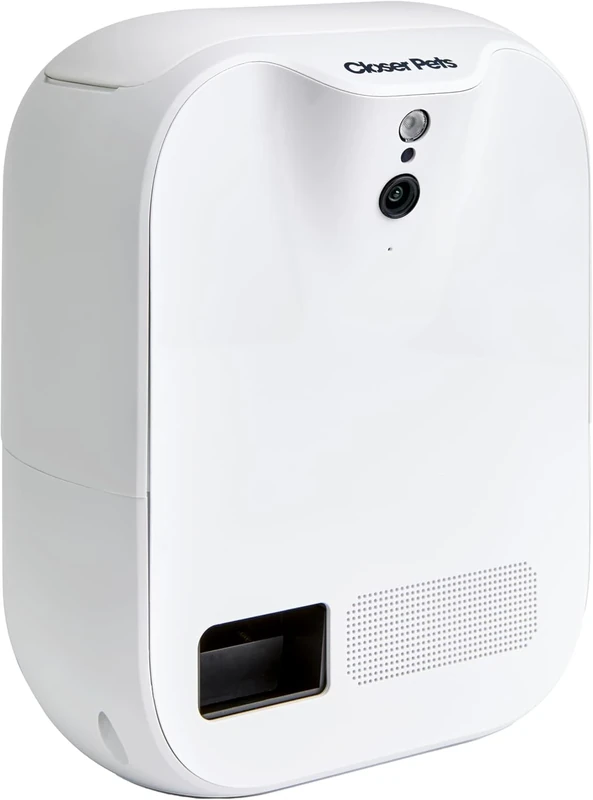 Closer Pets TreatView Pet Indoor Security Camera with Phone App (iOS/Android Compatible), with Night Vision and Built-In Treat Dispenser