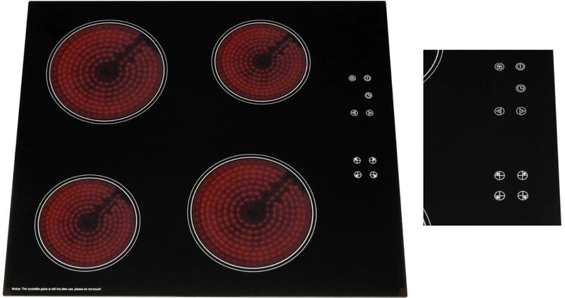 60cm Electric Ceramic Hob with 9 Power Levels, 2 Years Warranty & Child Lock, 4 Zone - CERH615BL