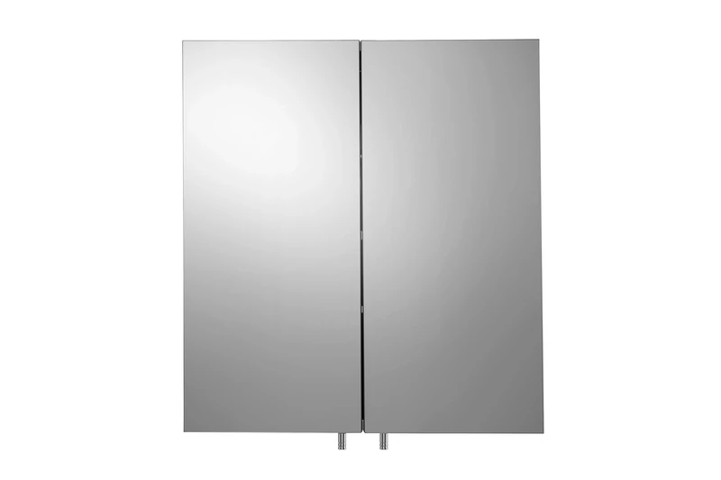 Croydex Cullen Bathroom Wall Cabinet - Stainless Steel Double Door Medicine Cabinet, with Help 'n' Hang Installation System and Double Mirror Doors (52x45cm)
