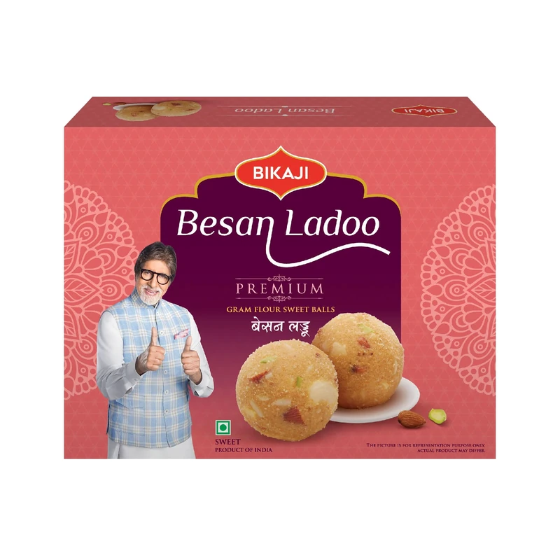 Bikaji Besan ladoo (Classic) Indian Sweet Traditional Dessert for Festival 20 x 400gm - Image 1