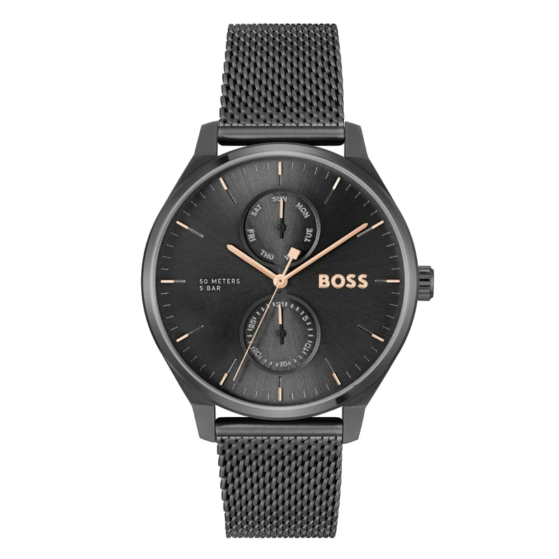 BOSS Analogue Multifunction Quartz Watch for Men Tyler Collection with Black Stainless Steel Mesh Bracelet - 1514105