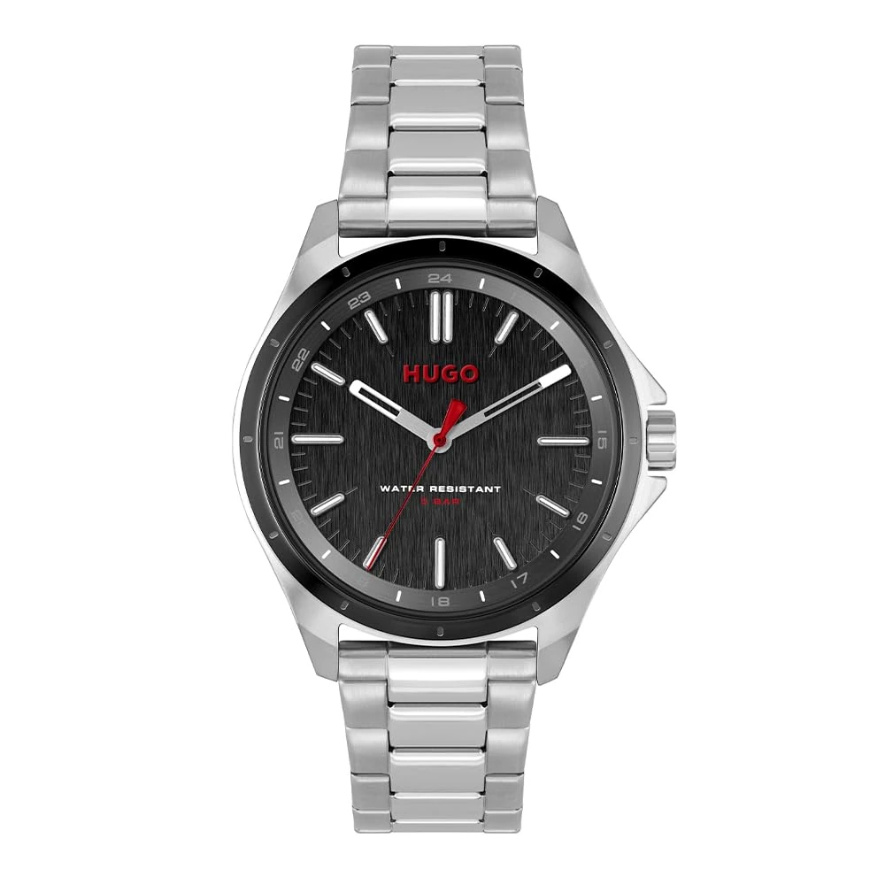HUGO Analogue Quartz Watch for Men #Complete Collection with Silver Stainless Steel Bracelet - 1530323