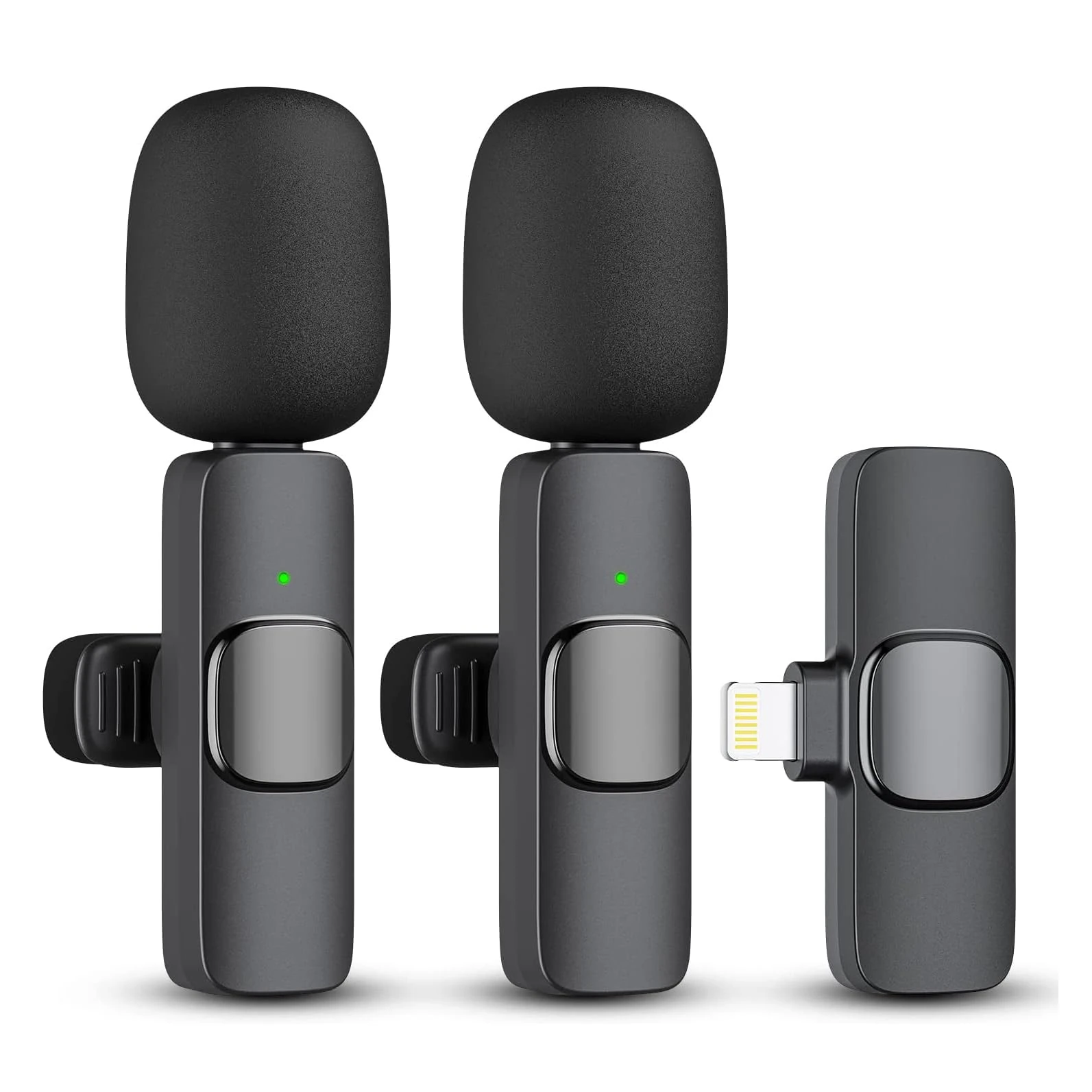 2 Pack Professional Wireless Lavalier Microphone for iPhone iPad (14 and Below), Lapel Mics Plug-Play Clip on Lapel Mic for YouTube, Recording, Vlog, Facebook Live