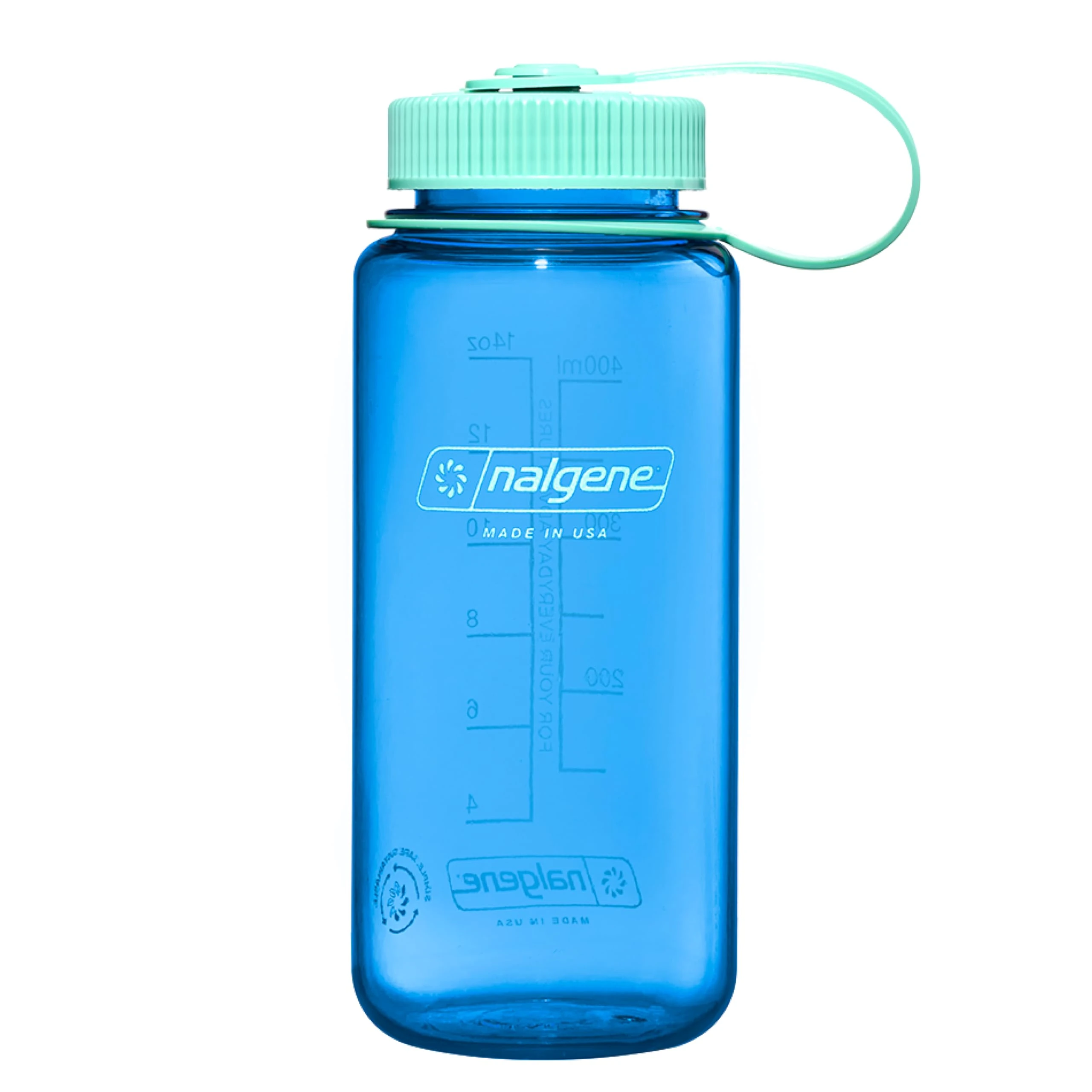 Nalgene Water Bottle - Lightweight Sustain Tritan BPA-Free Shatterproof Bottle for Backpacking, Hiking, Gym, 16 OZ, Wide Mouth, Cornflower Blue