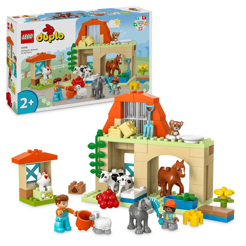 LEGO DUPLO Caring for Animals at the Farm - Montessori Learning Toy for Toddlers - incl. a Farmhouse with Horse, Cow & Chicken Animal Figures - Gift for 2+ Year Old Girls & Boys - 10416
