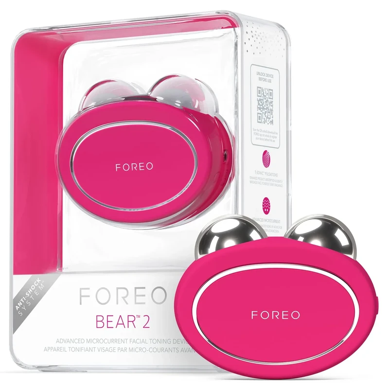FOREO Bear 2 Advanced Lifting & Toning Microcurrent Facial Device, Anti Aging Face Sculpting Tool, Instant Face Lift, Firm & Contour, Non-Invasive Skin Care Tools, Fuchsia