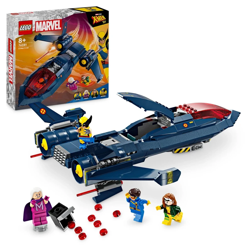 LEGO Marvel X-Men X-Jet Buildable Toy Plane for Kids, Boys & Girls, Airplane Model Building Kit with Wolverine, Cyclops, Rogue and Magneto Super Hero Minifigures, Birthday Gift Idea 76281