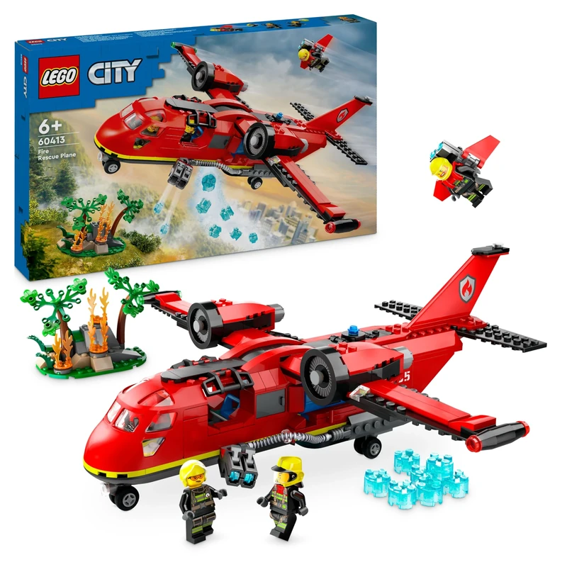 LEGO City Fire Rescue Plane Toy for 6 Plus Year Old Boys, Girls and Kids Who Love Imaginative Play, Airplane Emergency Vehicle Playset Includes 3 Minifigures, Birthday Gift Idea 60413