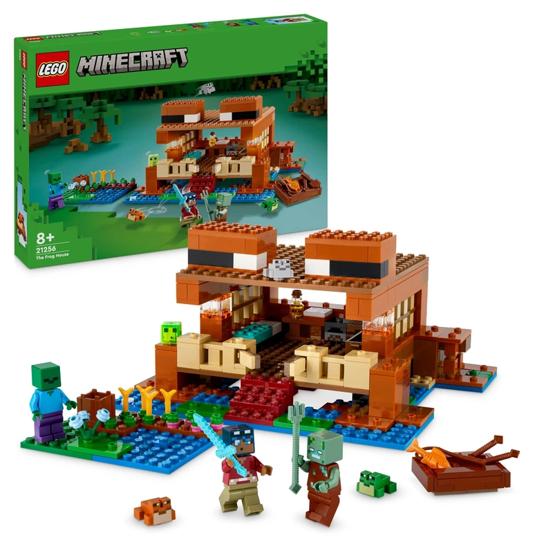 LEGO Minecraft The Frog House Toy - Building Set with a Boat, Animal Figures & Mobs, plus Accessories incl. a Crafting Table & Furnace - Gaming Gift for 8+ Year Old Boys & Girls - 21256