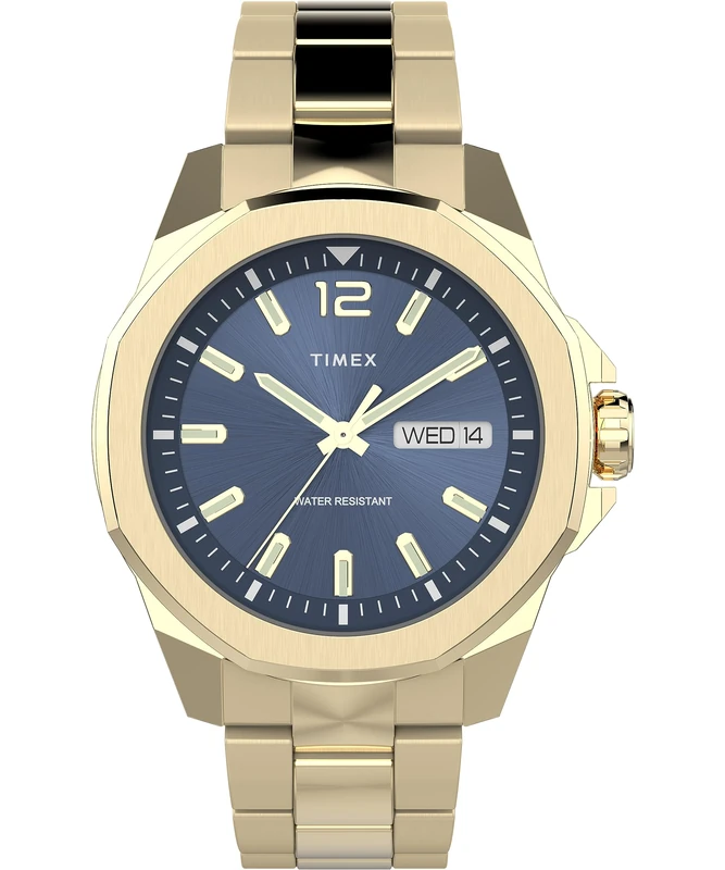 Timex Men's Trend 46 mm Watch - Gold-Tone Stainless Steel Bracelet Blue Dial Gold-Tone Case TW2W13800