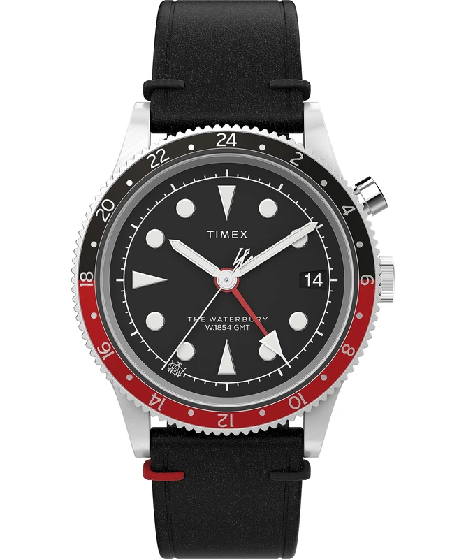 Timex Men's Waterbury 39 mm Watch - Black Leather Two-Piece Quick Release Strap Black Dial Stainless Steel Case TW2W22800