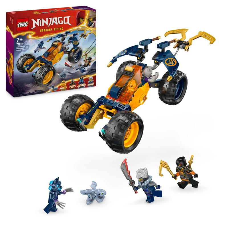 LEGO NINJAGO Arin’s Ninja Off-Road Buggy Car Toy, Dragons Rising Set with Dragon Figure and 4 Ninja Character Minifigures for 7 Plus Year Old Kids, Boys & Girls, Vehicle Model, Gift Idea 71811