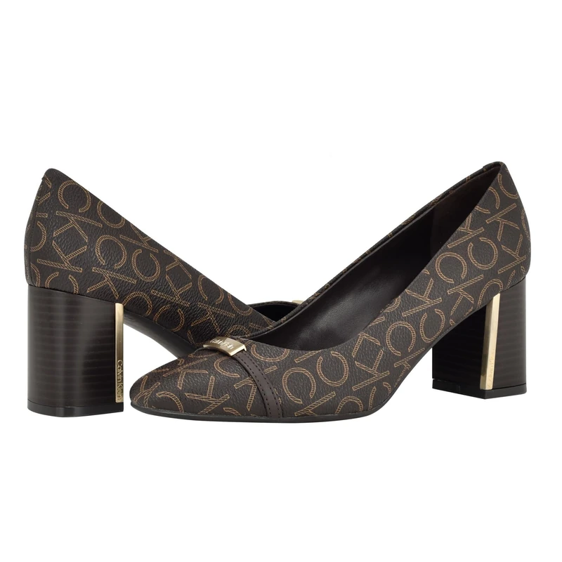 Calvin Klein Women's Unesta Pump, Brown Logo 200, 2.5 UK