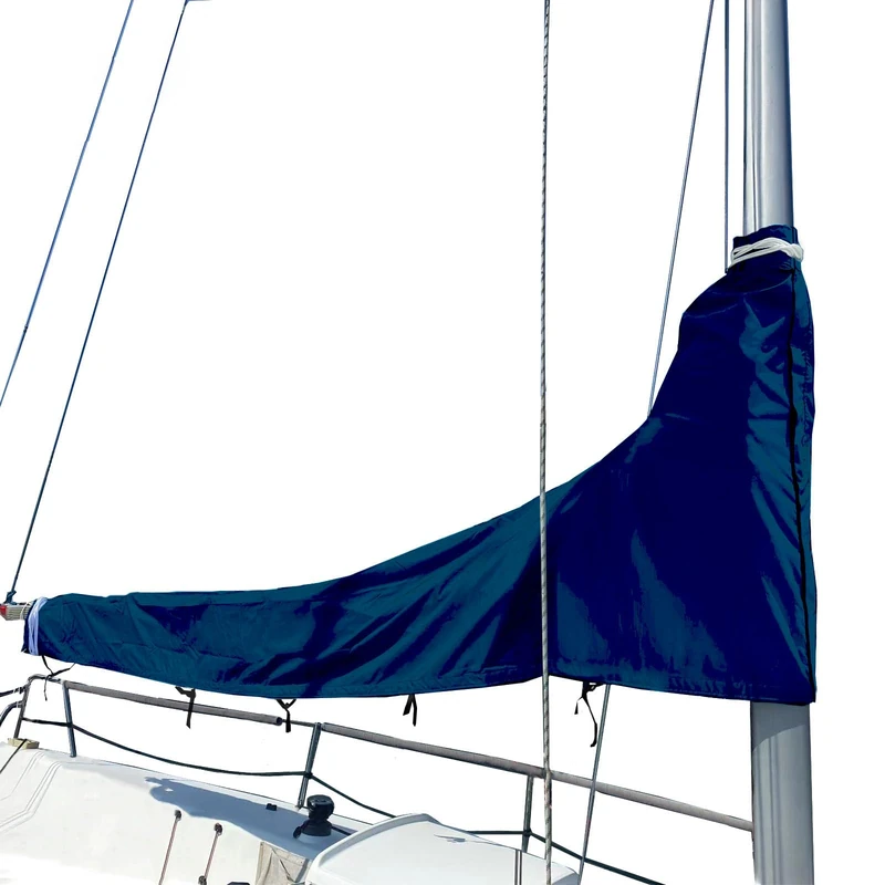 SavvyCraft Waterproof Mainsail Boom Cover, Heavy Duty 600D Sailboat Mainsail Cover UV Protection Weather-Resistant, Boom Length 9'-10' Navy