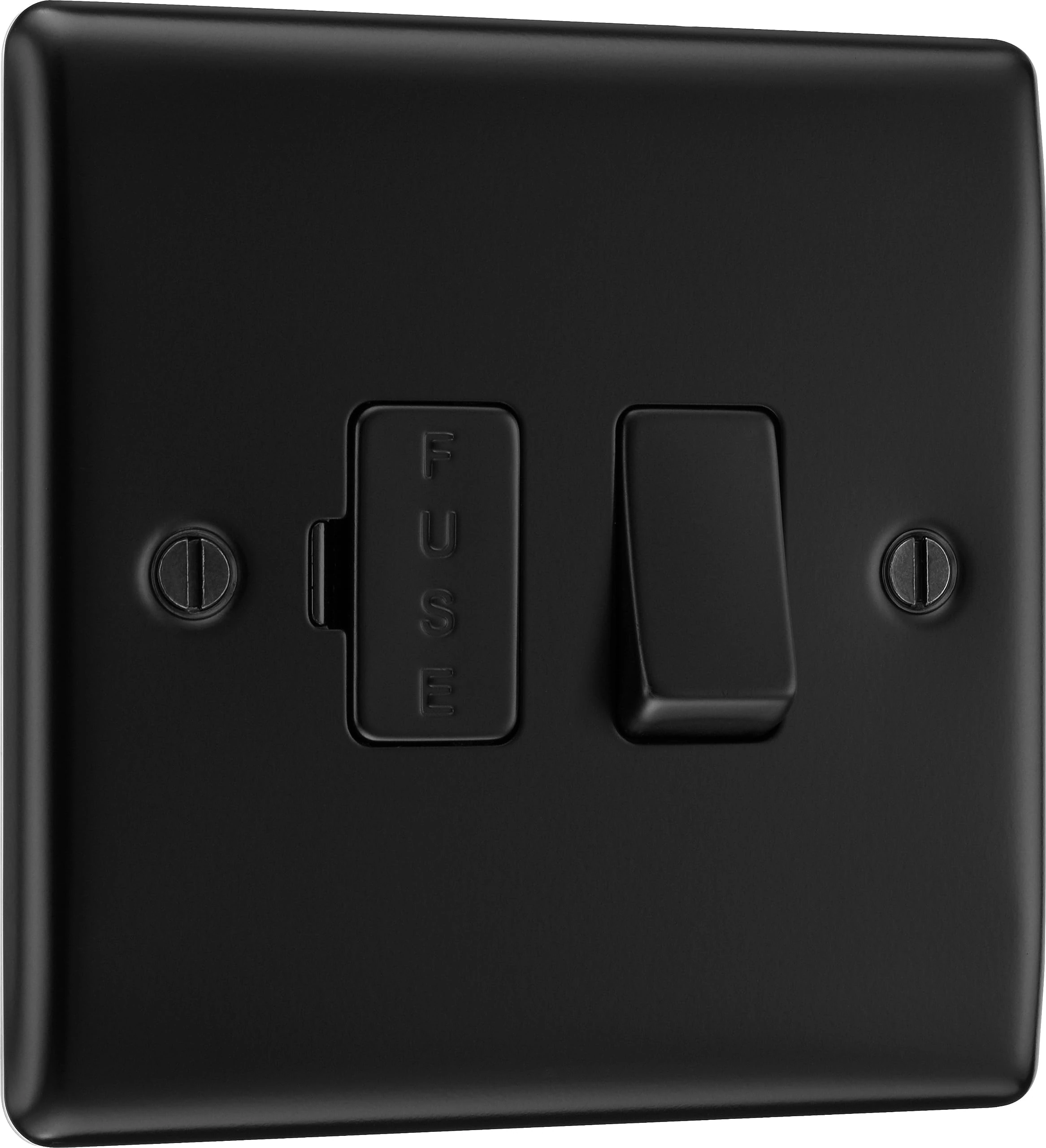 BG Electrical Switched Fused Connection Unit, Fused Spur Switch, Double Pole, Raised and Slim Profile, Round Edges, Nexus Metal, Matt Black, 13A, NFB50