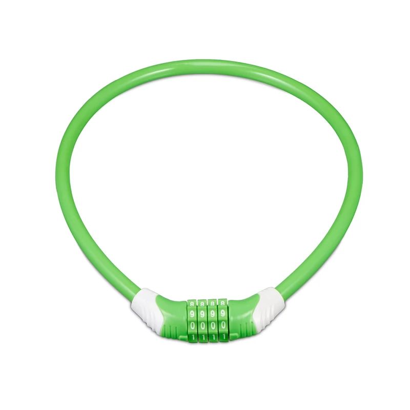 Relaxdays Children's Bike Lock, 4-Digit Combination, 70 cm Length, Secure, Theft Prevention, Protection, Scooter, Green, 70 x 1 cm