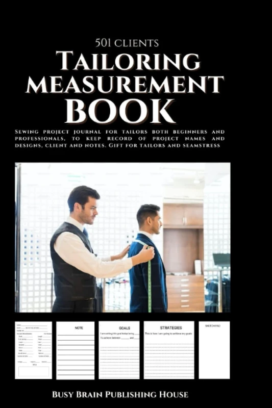 TAILORING MEASUREMENT BOOK: Sewing project journal for tailors both beginners and professionals, to keep record of project names and designs, client and notes. Gift for tailors and seamstress - Image 1