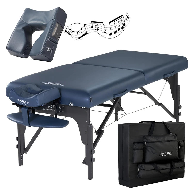 Master Massage 71cm Montclair Wider Portable Massage Table W/Bluetooth Music Face Cushion Massage Couch Foldable Beauty Bed Lash Bed Spa Couch Physiotherapy Bed, Royal Blue