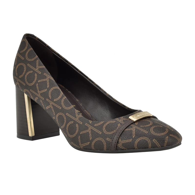 Calvin Klein Women's Unesta Pump, Brown Logo 200, 5.5 UK