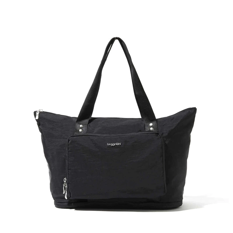 Baggallini Women's Carryall Expandable Packable Tote, Black, One Size