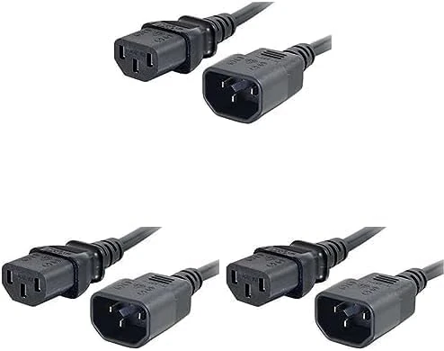 C2G 5 Metre 16 AWG Computer Extension Cord (IEC320C13 to IEC320C14) 15 Foot Kettle Lead/Power Cable, Black (Pack of 3)