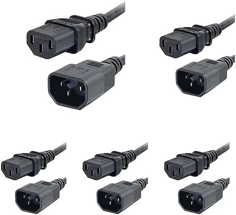 C2G 88504 3 Metre 16 AWG Computer Extension Cord (IEC320C13 to IEC320C14) 9 Foot Kettle Lead/Power Cable, black (Pack of 5)