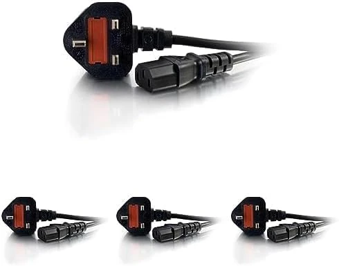 C2G 5 Metre UK Power Cable IEC320C13 to BS1363 15 Foot Kettle Lead Power Cord 88516, Black (Pack of 4)
