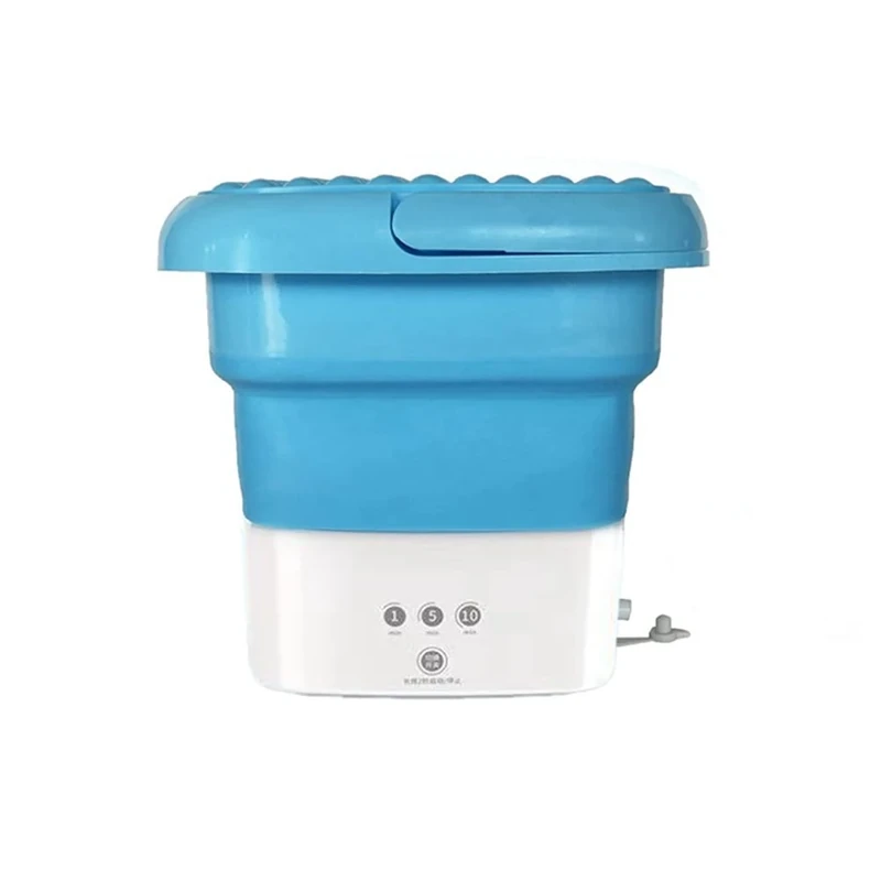 yilin Blue Portable Travel Washing Machine, Mini Folding Washing Machine Combo with Small Collapsible Drain Basket UK Plug