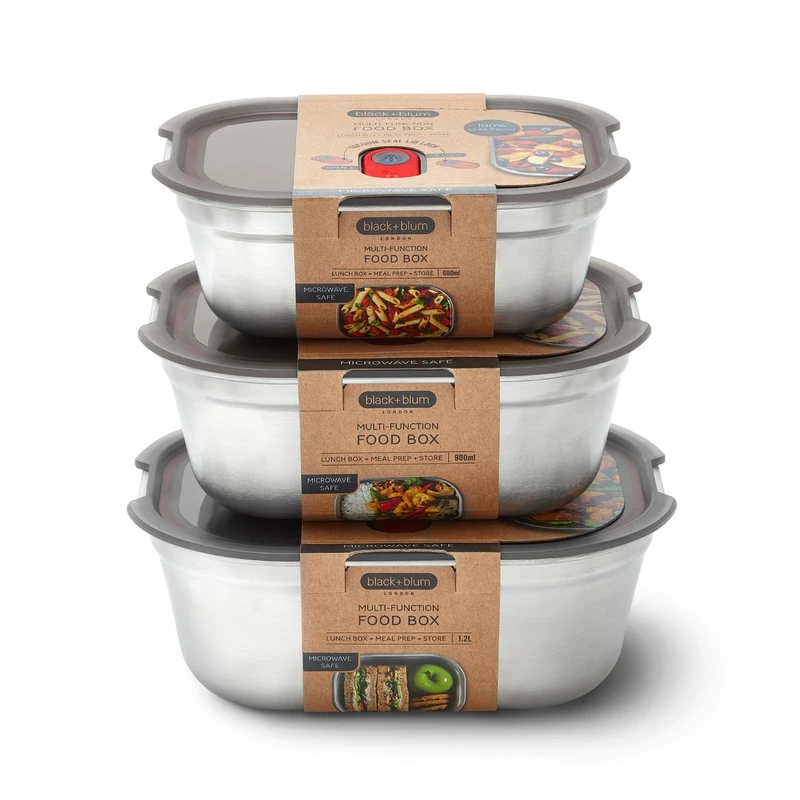 BLACK + BLUM Microwavable Stainless Steel Lunch Box (Large, Medium, Small) Set