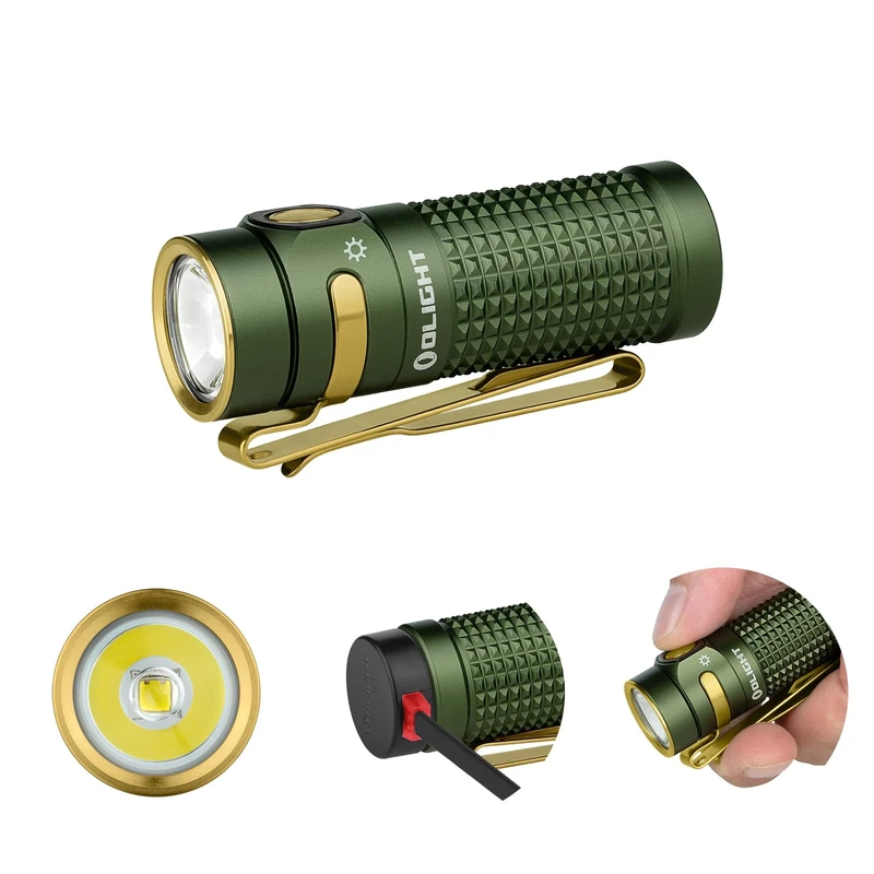 OLIGHT Baton 4 High Power Rechargeable LED Flashlight 1300 Lumens170m Mini Torch Waterproof for Camping Emergency Travel Green