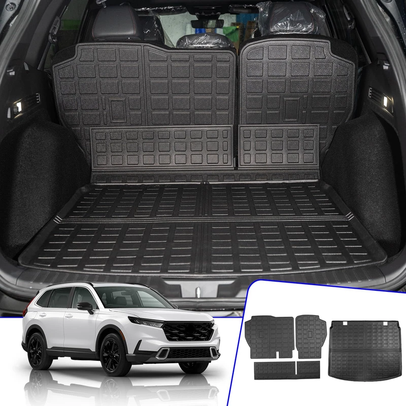 Rongtaod Cargo Mat Compatible with 2023 2024 2025 Honda CRV Hybrid Cargo Liner Trunk Mat Back Seat Cover Protector Honda CR-V Accessories (Fit Upper Deck, Trunk Mat+Backrest Mats)