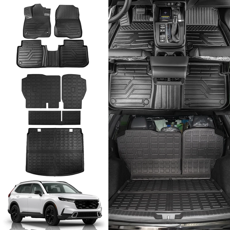 Rongtaod Floor Mats Compatible with 2023 2024 Honda CRV Hybrid Cargo Mat Trunk Mat Cargo Liner Back Seat Cover Protector Honda CR-V Accessories (Upper Deck, Trunk Mat+Backrest Mats+Floor Mats)