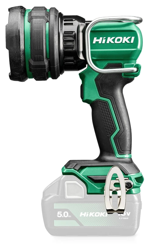 HiKOKI Akku LED Strahler UB18DH (14,4/18V, Helligkeit Spot Mode: 950 lm, Helligkeit Wide Mode: 1050 lm, Leuchtdauer mit 5,0Ah: High max. 8Std. Low max. 24Std, ohne Ladegerät, Akku und Transportkoffer)