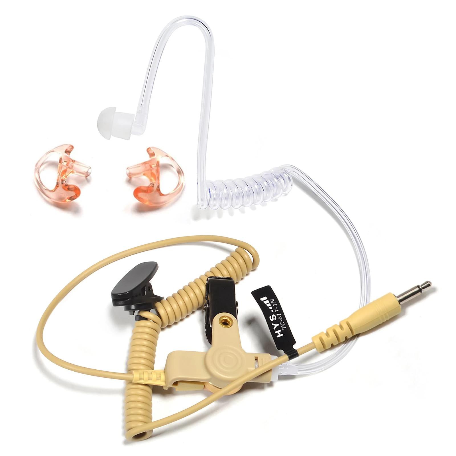 HYS 3.5mm Receive/Listen Only Covert Acoustic Tube Headset Earpiece for Smartphone, Two-Way Radios, Transceivers and Radio Speaker Mics Jacks (Type 6)