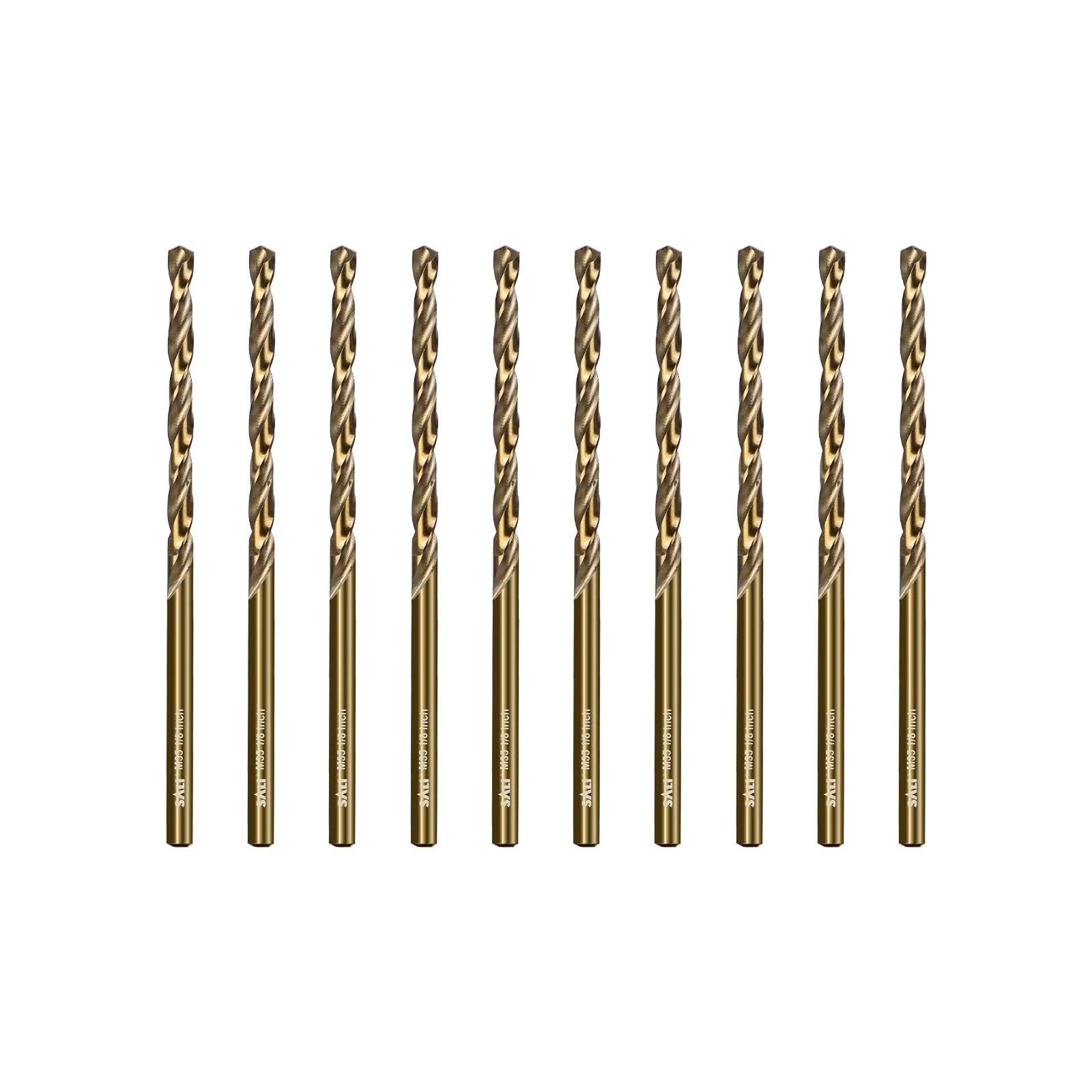 SALI Cobalt Drill Bit Set, 10Pcs 1/8" M35 High Speed Steel Jobber Length Drill Bit Kit for Hardened Metal, Stainless Steel, Cast Iron, Wood and Plastic, with Index Storage Case