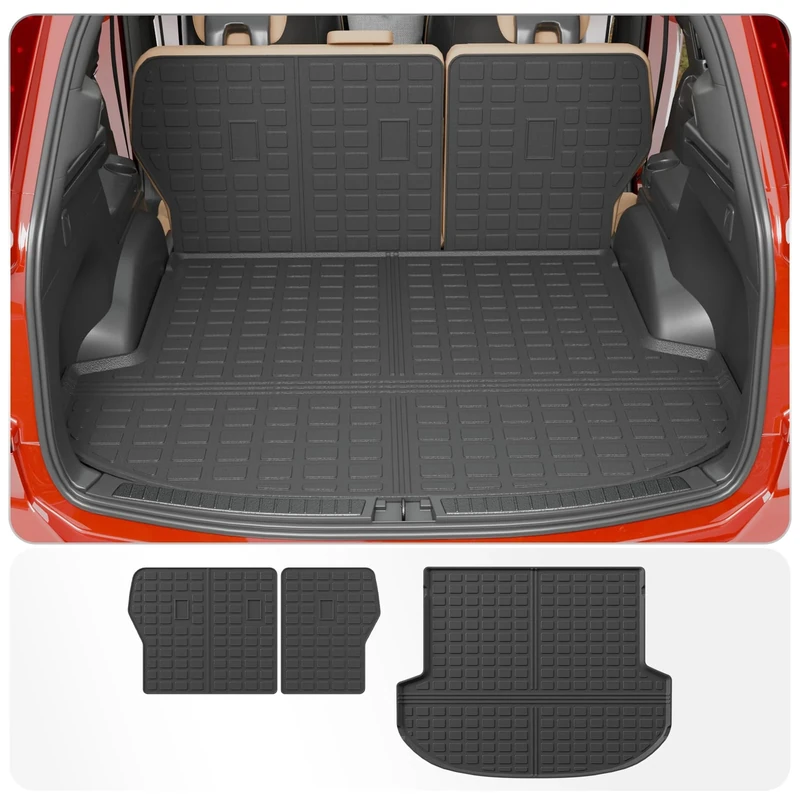 Thinzyou Cargo Mat Compatible with 2021-2023 Hyundai Santa Fe Cargo Liner Trunk Mat TPE All Weather Back Seat Cover Protector 2022 Santa Fe Accessories(Trunk Mat+Backrest Mats)