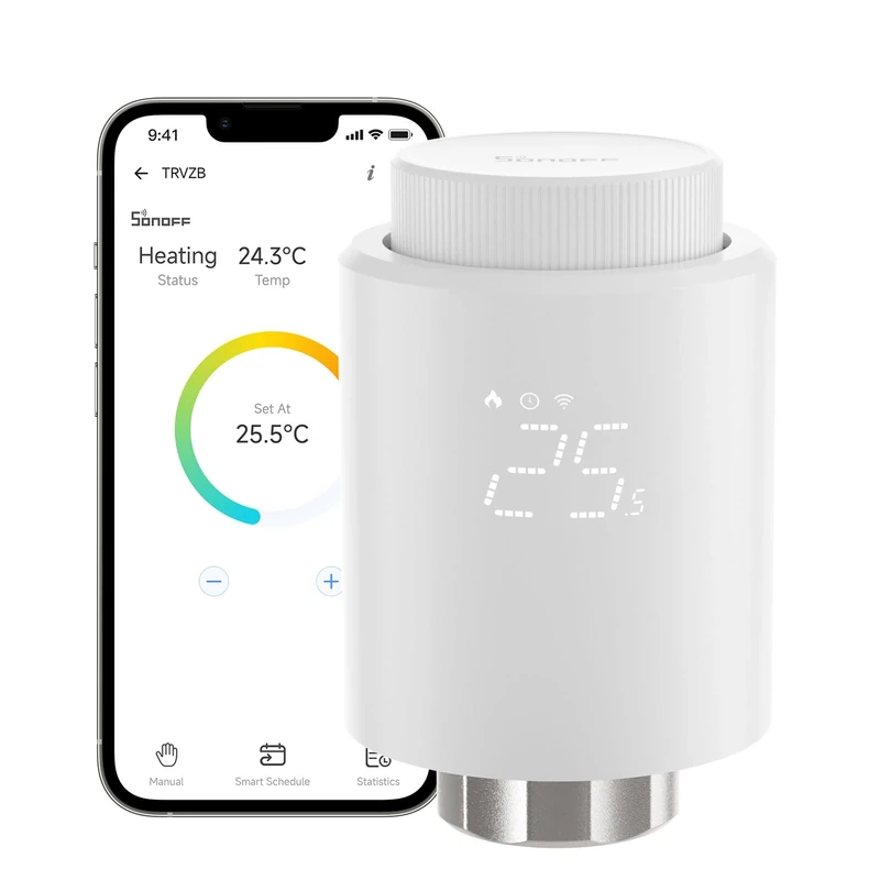 SONOFF Zigbee Thermostatic Radiator Valve, TRVZB, Add-On Smart Radiator Valve For Smart Home Control, Easy Installation, Save Heating Costs, Works With Alexa, Google Home
