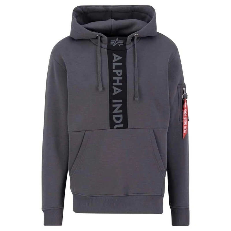 Alpha Industries Front Print Hoody Mens Hooded Sweat Vintage Grey