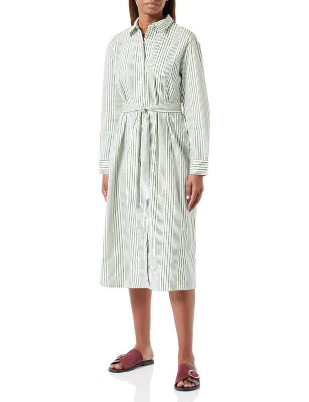 bridgeport Women's Shirt Blouse Dress, Wool White Light Olive, M