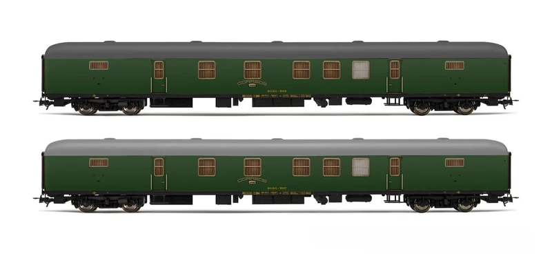 Electrotren HE4013 RENFE, 2-unit set DGDC-3000 postal van, olive green livery, period IV 1:87 Scale HO Gauge