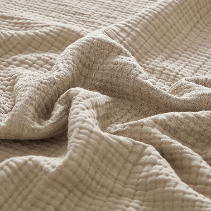PHF 100% Cotton Muslin Blanket Queen Size 90"x90", 4-Layer Lightweight Gauze Throw, Breathable Cloud-Soft Minimalist Blanket for Bed, Couch, Camping & Baby, Taupe